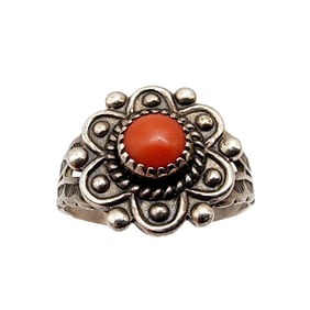 Sterling Pacific Jewelry Company Coral Ring SZ 6