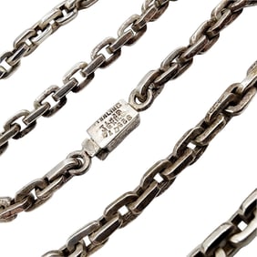 Sterling Taxco TL-49 Signed Rectangle Chain Necklace