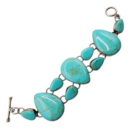 Sterling Southwestern Teardrop Turquoise Bracelet