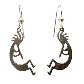 Sterling Navajo Kokopelli Dangle Earrings