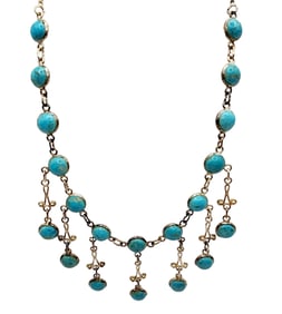 Sterling Southwestern Turquoise Chandelier Necklace