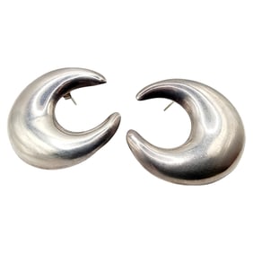 Sterling Taxco TC-84 Crescent Stud Earrings