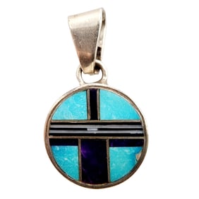 Sterling Turquoise Inlay Pendan