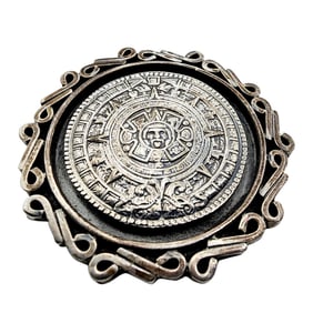 Sterling Alberto Valladares Gomez Mayan Sun Calendar Brooch/Pendant