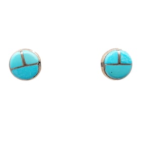 Sterling Turquoise Inlay Stud Earrings