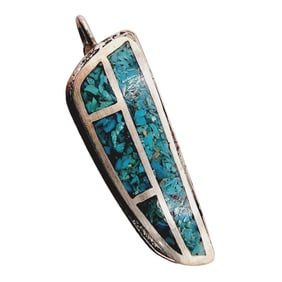 Sterling Navajo Crushed Turquoise Inlay Pendant