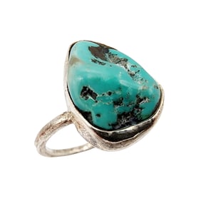 Sterling Southwest Turquoise Chunk Ring SZ 10