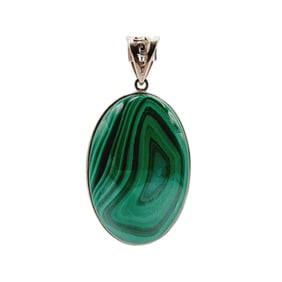 Sterling Southwestern Malachite Oval Pendant