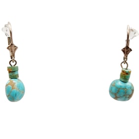 Sterling Heishi Turquoise Dangle Earrings