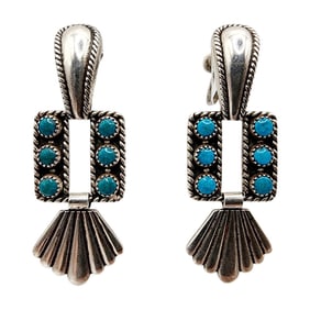 Sterling Native Snake Eye Turquoise Dangle Earrings