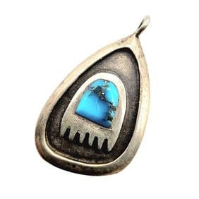 Sterling Turquoise Bear Claw Pendant