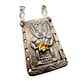 Sterling Mayan/Aztec Warrior Pendant