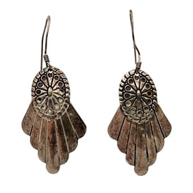 Sterling Native Concho Dangle Earrings