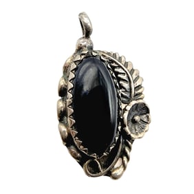 Sterling Signed Sylvia Chee Onyx Pendant