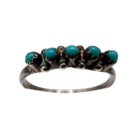 Sterling Snake Eye Turquoise Ring SZ 4