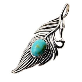 Sterling Turquoise Feather Pendant