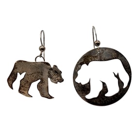 Sterling Navajo Bear Cut Out Earrings