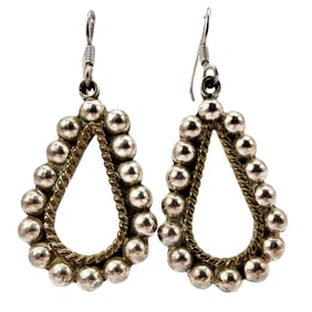 Sterling Mexico Beaded Teardrop Dangle Earrings