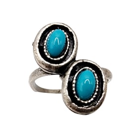 Sterling Native Signed Turquoise Ring SZ 4.5