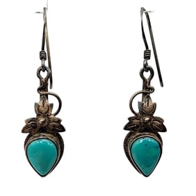 Sterling Turquoise Dangle Drop Earrings