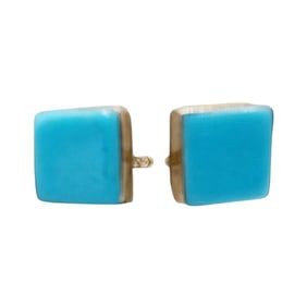 Sterling Square Turquoise Stud Earrings