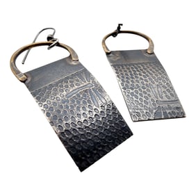 Sterling Handstamped Scale Dangle Earrings