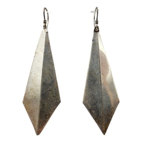 Sterling Signed Southwestern Geometric Dangle Earrings