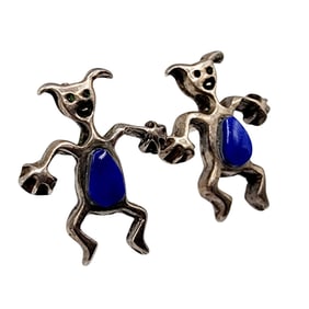 Sterling Rock Kritters (Calvin Begay) Lapis Lazuli Dancing Man Stud Earrings