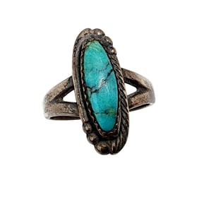 Sterling Bell Trading Post Turquoise Ring Sz 7