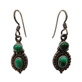 Sterling Malachite Drop Earrings