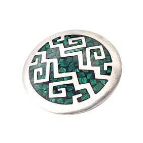 Mexico TM-84 Sterling Malachite Inlay Brooch