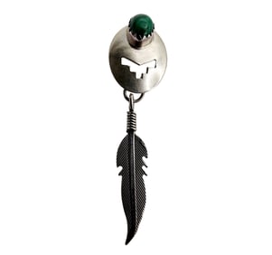 Sterling Native Malachite Cut-Out Feather Pendant