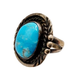 Sterling Vintage Douglas Begay Navajo Turquoise Ring Sz 6.5