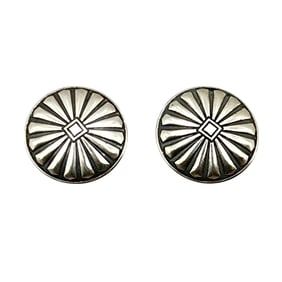 Sterling Textured Pinwheel Shield Stud Earrings