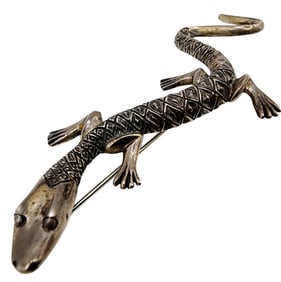 Sterling Kabana Southwestern Lizard Brooch