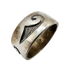 Sterling Vintage Navajo Handstamped Spinner Ring SZ 8.5