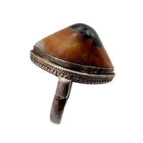 Sterling Jasper/Agate Ring Sz 7.25