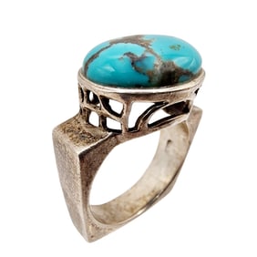 Sterling Southwestern Turquoise Ring Sz 8.5