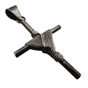 Sterling Taxco TL-70 Wrapped Cross Pendant