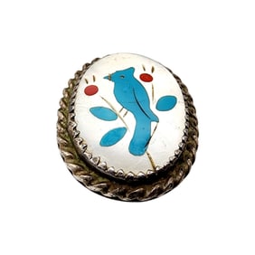 Sterling Glenn Paquin Laguna Zuni Handmade MOP Cardinal Ring SZ 4.75