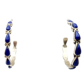 Sterling Lapis Lazuli Hoop Earrings