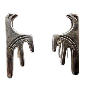 Sterling Old Navajo Handstamped Bird Earrings