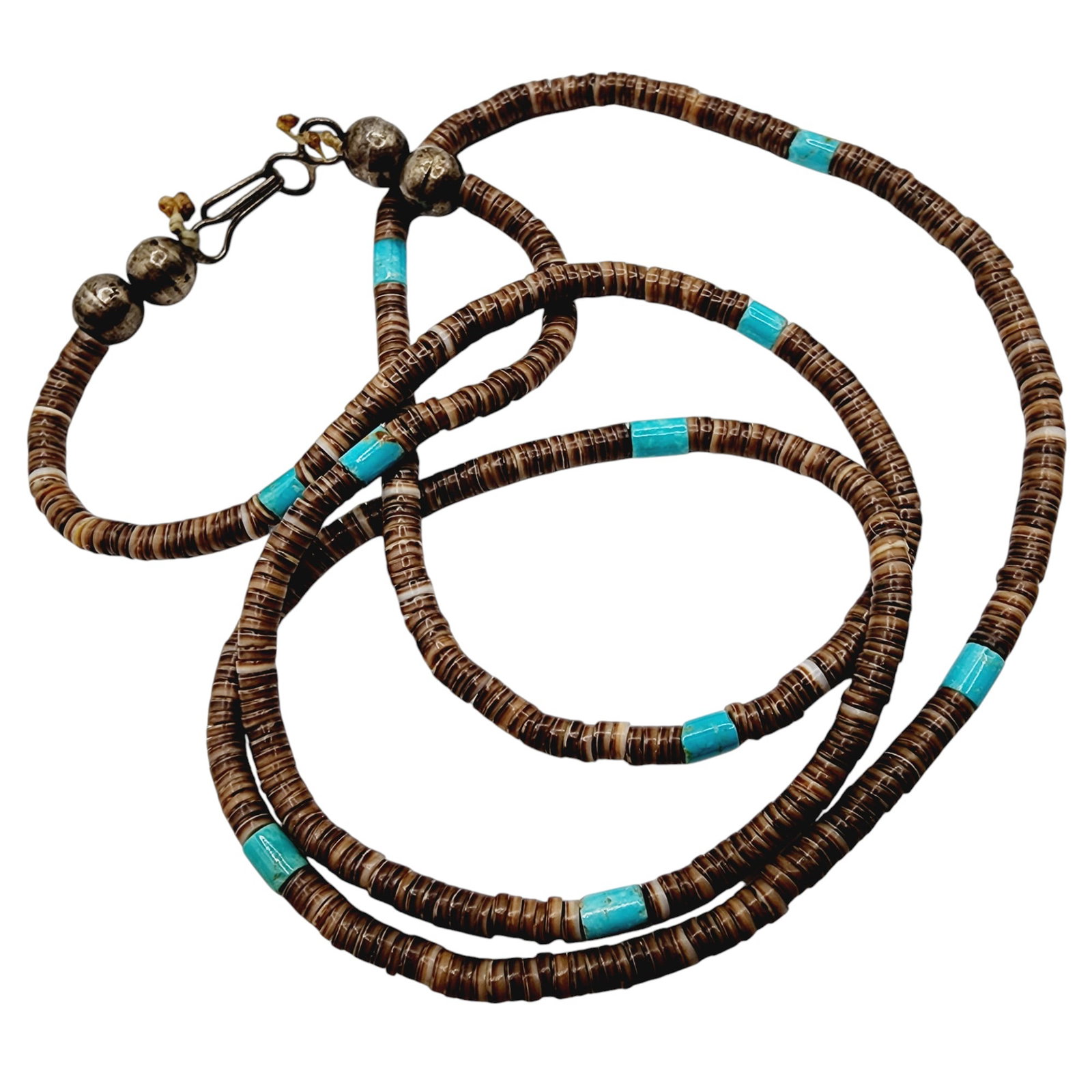 Sterling Heishi Turquoise Necklace: Sterling Heishe Turquoise Necklace 12.6g