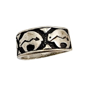 Sterling Shubes Manufacturing Bear Overlay Ring SZ 5