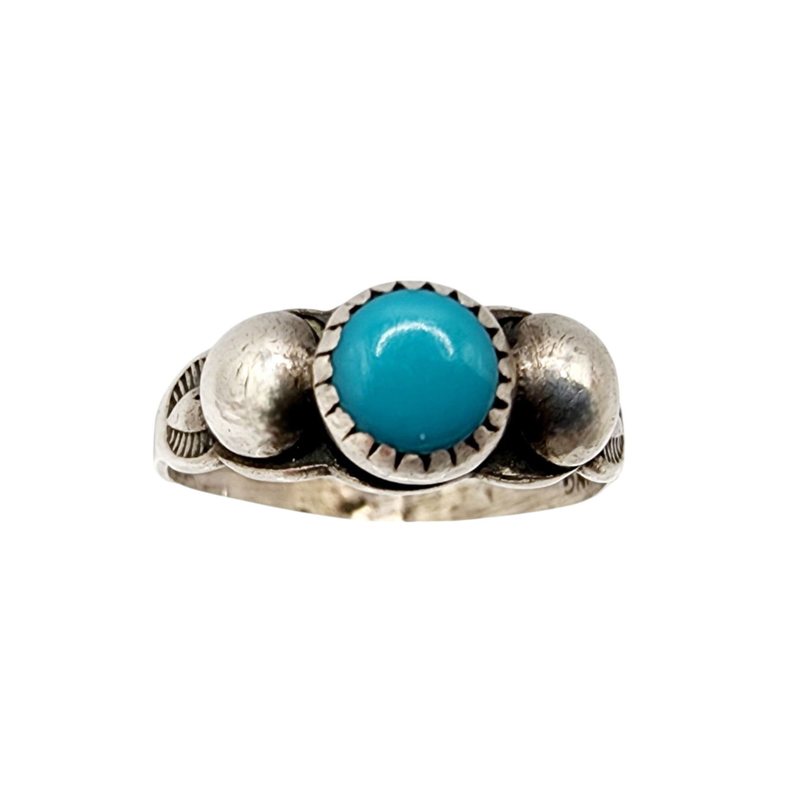 Sterling Bell Trading Post Turquoise Ring Size 3.5 (1 of 6)