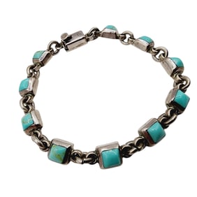 Sterling Mexico Turquoise Link Bracelet