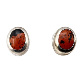 Sterling Mexico Jasper Stud Earrings