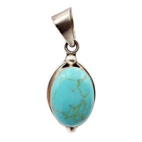 Sterling Taxco TV-41 Turquoise Pendant