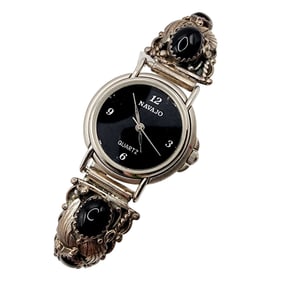 Sterling Navajo Onyx Watch & Nibs