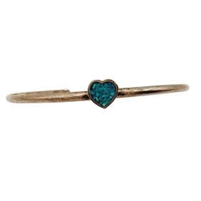 Sterling Crushed Turquoise Heart Cuff